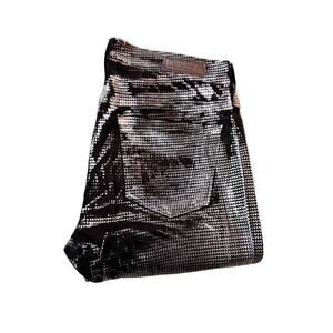 AG The Legging Supper Skinny Silver Metallic Patterned Denim Jeans SZ25